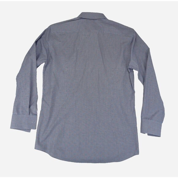 Hugo Boss Shirt Mens 41/16 Blue Dots Button Long Sleeve Cotton Textured - Picture 3 of 6